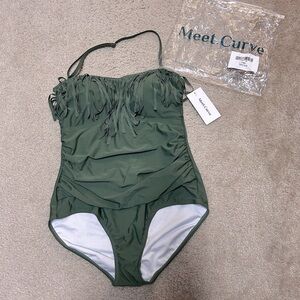 NWT-Green Fringe One-Piece Swimsuit, Large